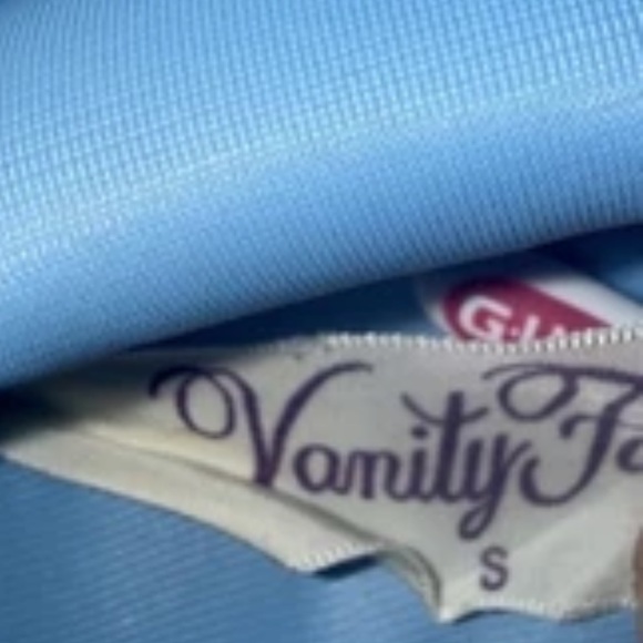 VTG VANITY FAIR LONG Sleeve Night~Dressing Gown Robe Blue SZ S Zipper~Draw Belt - Picture 6 of 6